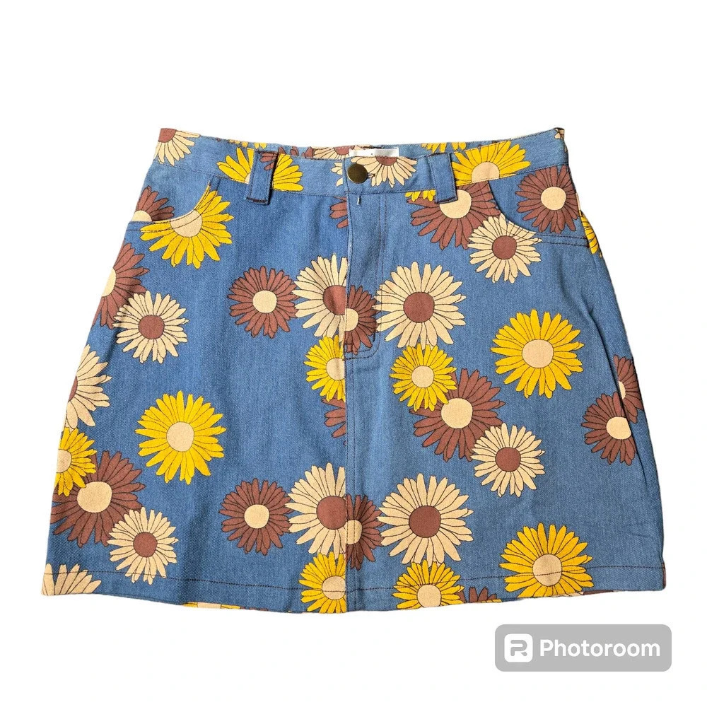Unique Vintage Denim Like MIni Skirt